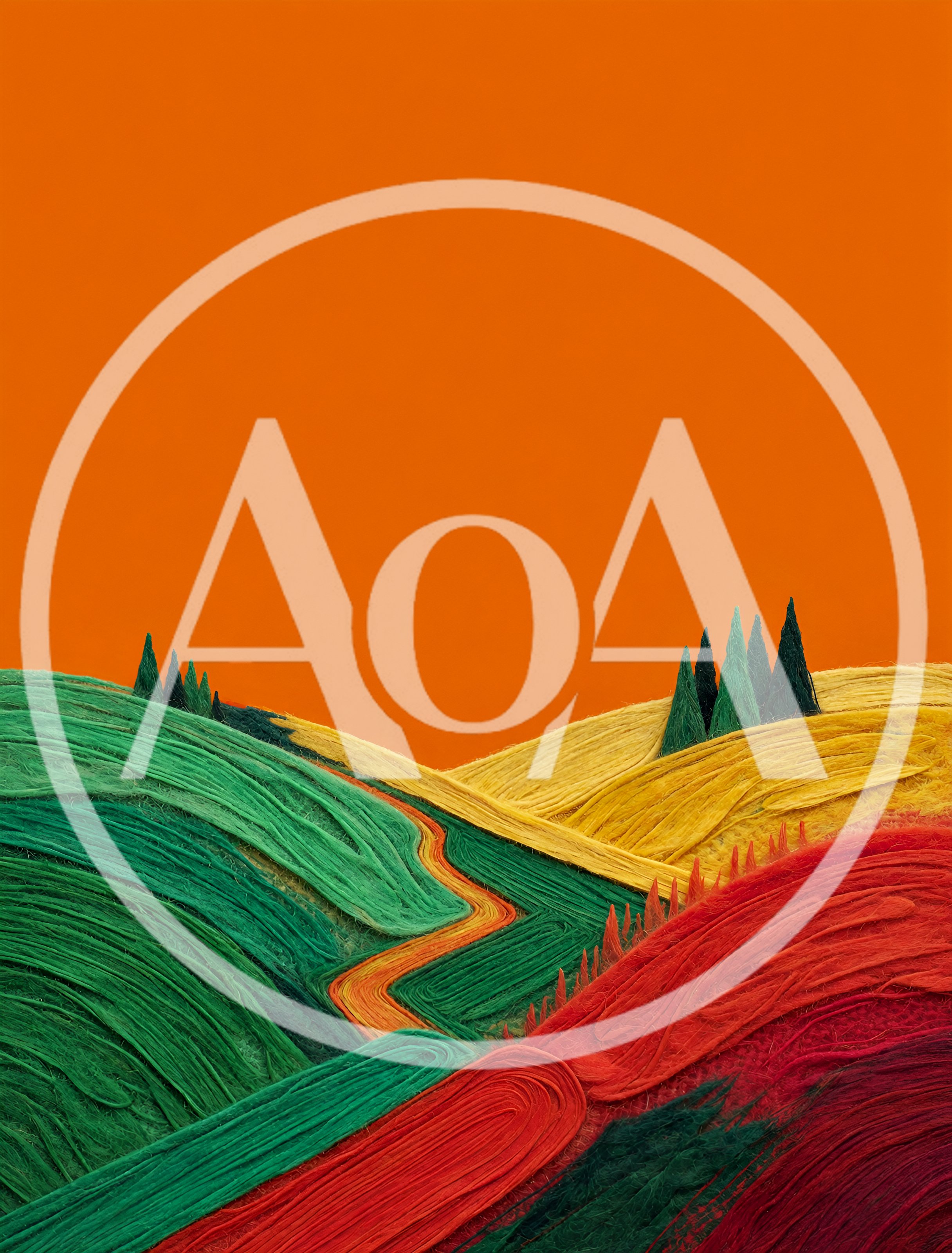 Abstract Fiber Art Landscape With Rolling Hills