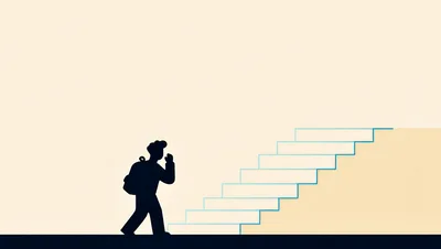 Silhouette Of A Student Walking Toward Stairs