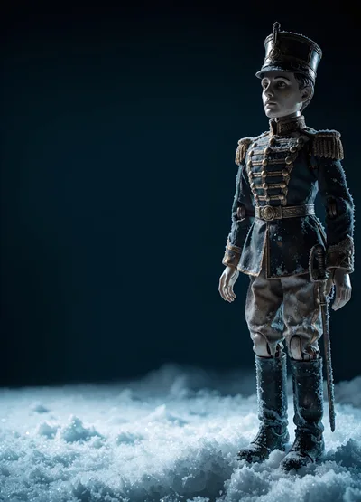 Toy Soldier Figurine Standing In The Snow