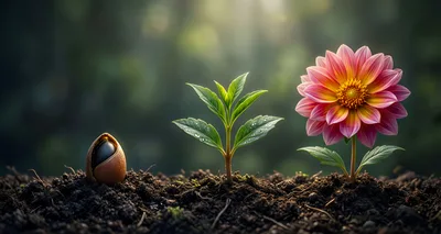 Stages Of Plant Growth From Seed To Flower