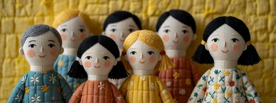 Handmade Fabric Dolls With Embroidered Details