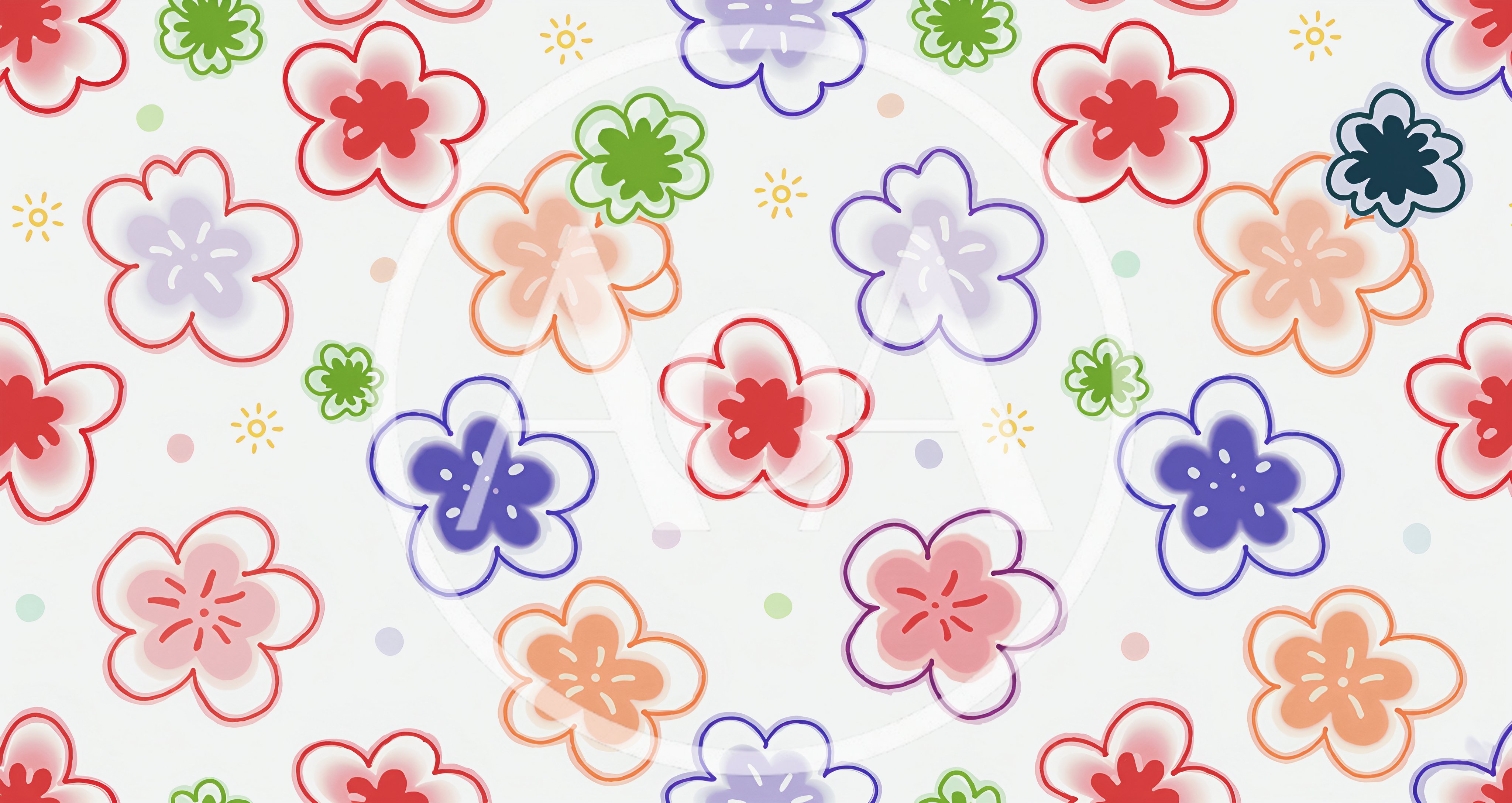Seamless Pattern With Colorful Hand Drawn Flowers