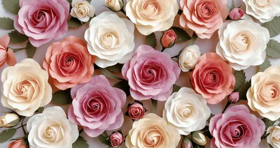 Handmade Paper Roses In Pastel Colors