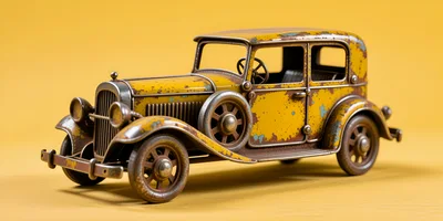 Vintage Yellow Toy Car Model
