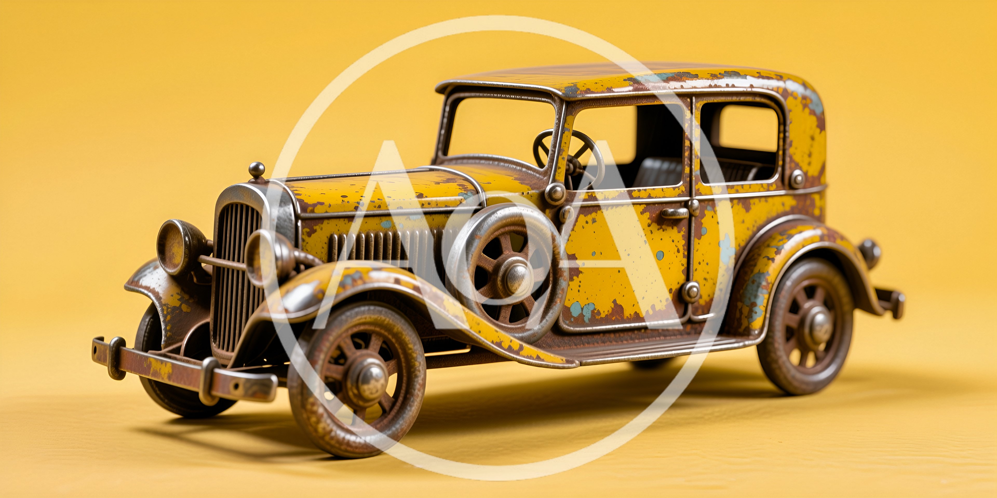 Vintage Yellow Toy Car Model