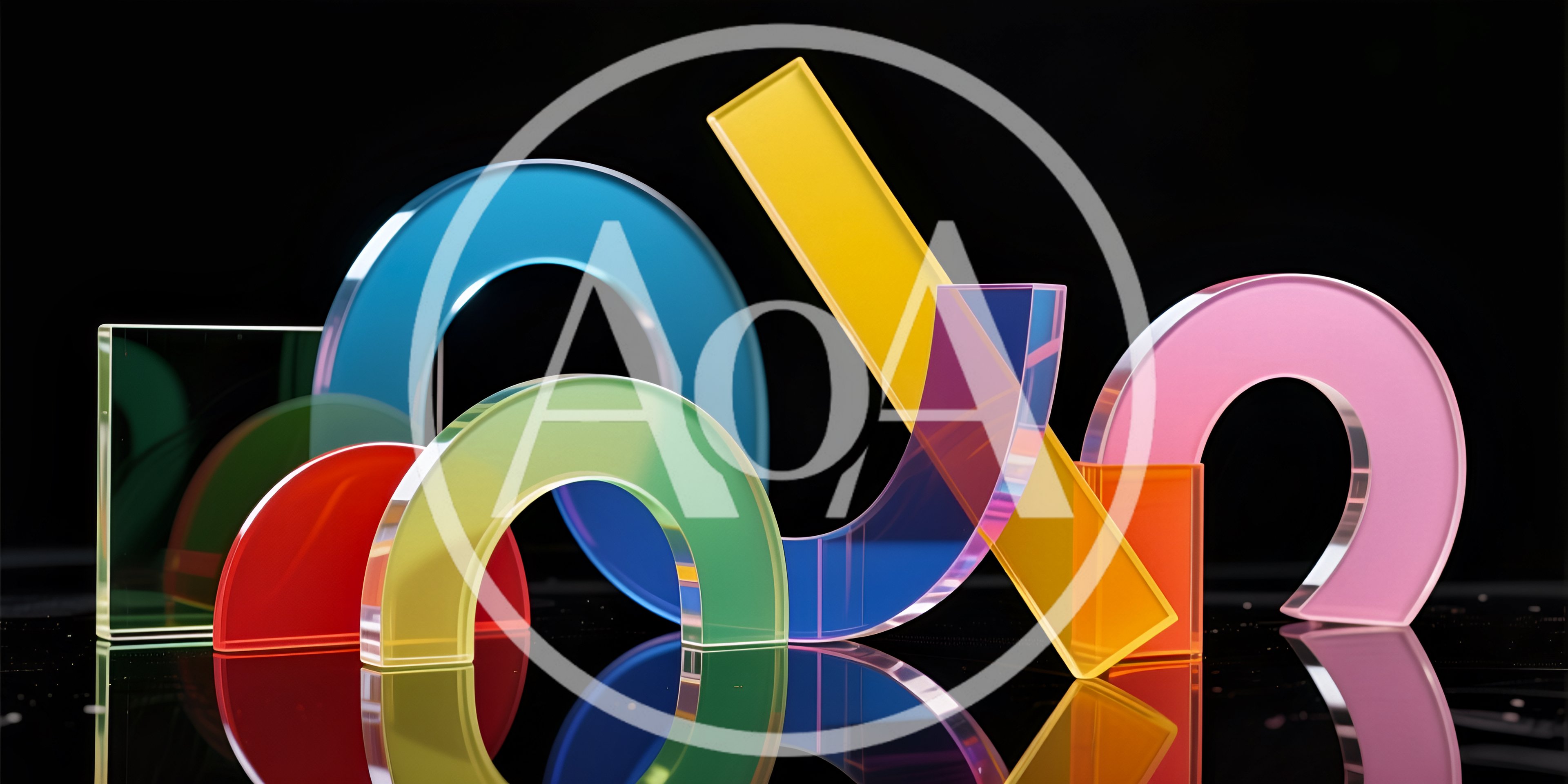Abstract Geometric Glass Shapes On Reflective Surface