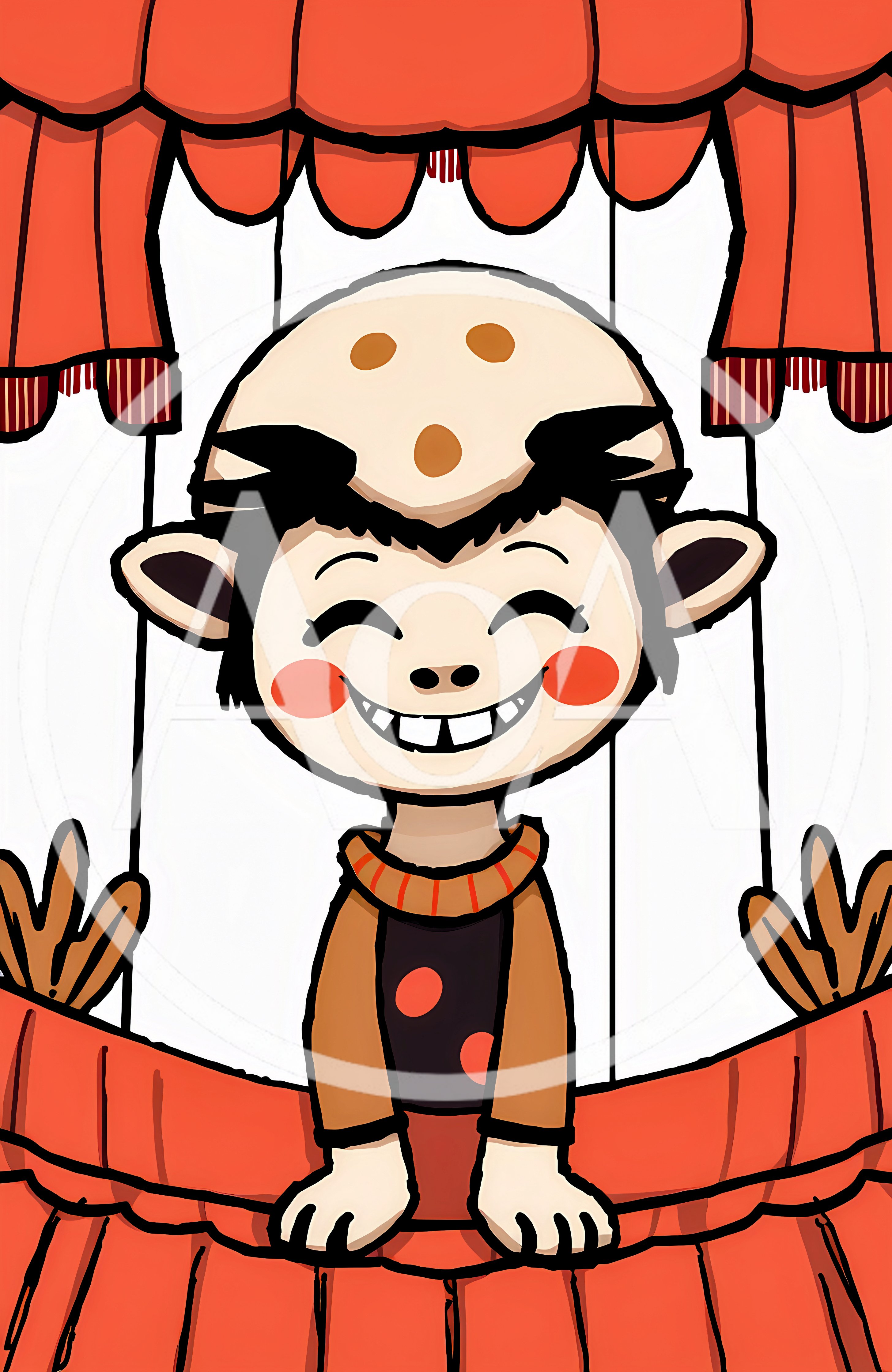 Cartoon Puppet Character Smiling On A Stage