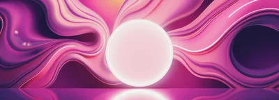 Abstract Pink Liquid Wave Background With Glowing Circle