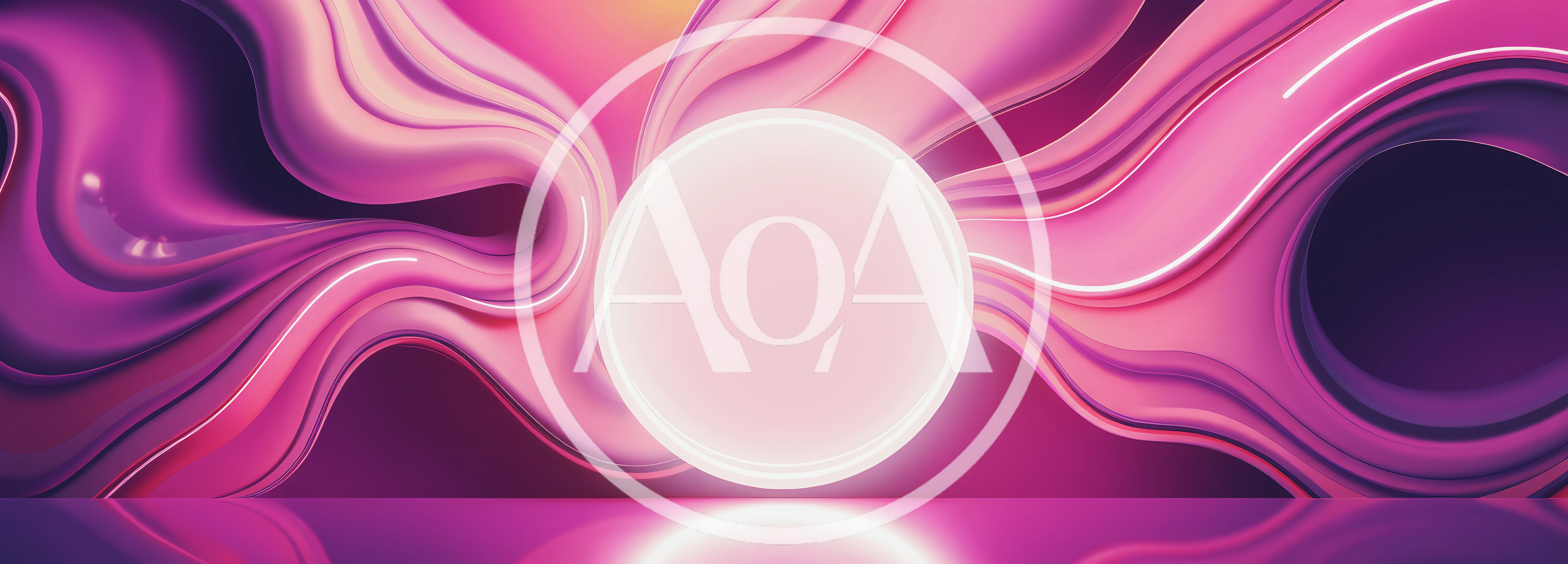 Abstract Pink Liquid Wave Background With Glowing Circle
