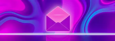 Glowing Neon Envelope Icon On Abstract Liquid Background