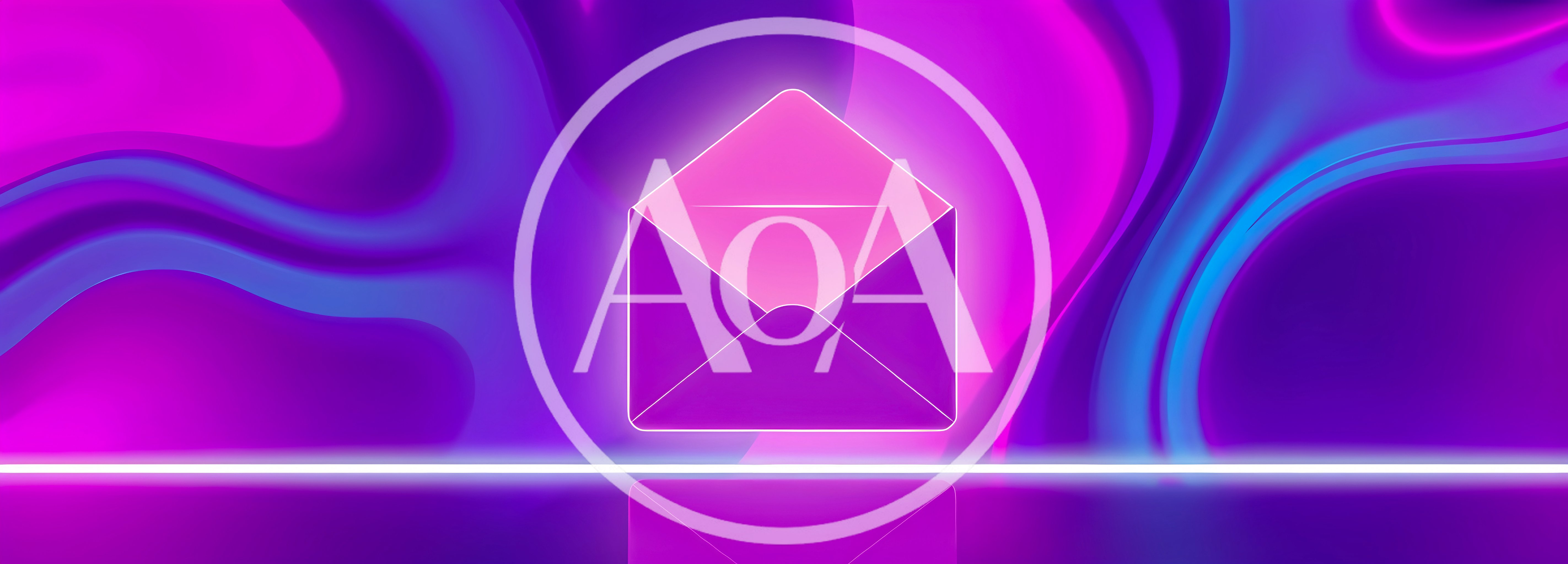 Glowing Neon Envelope Icon On Abstract Liquid Background