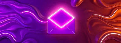 Neon Glowing Envelope Icon on Abstract Liquid Background