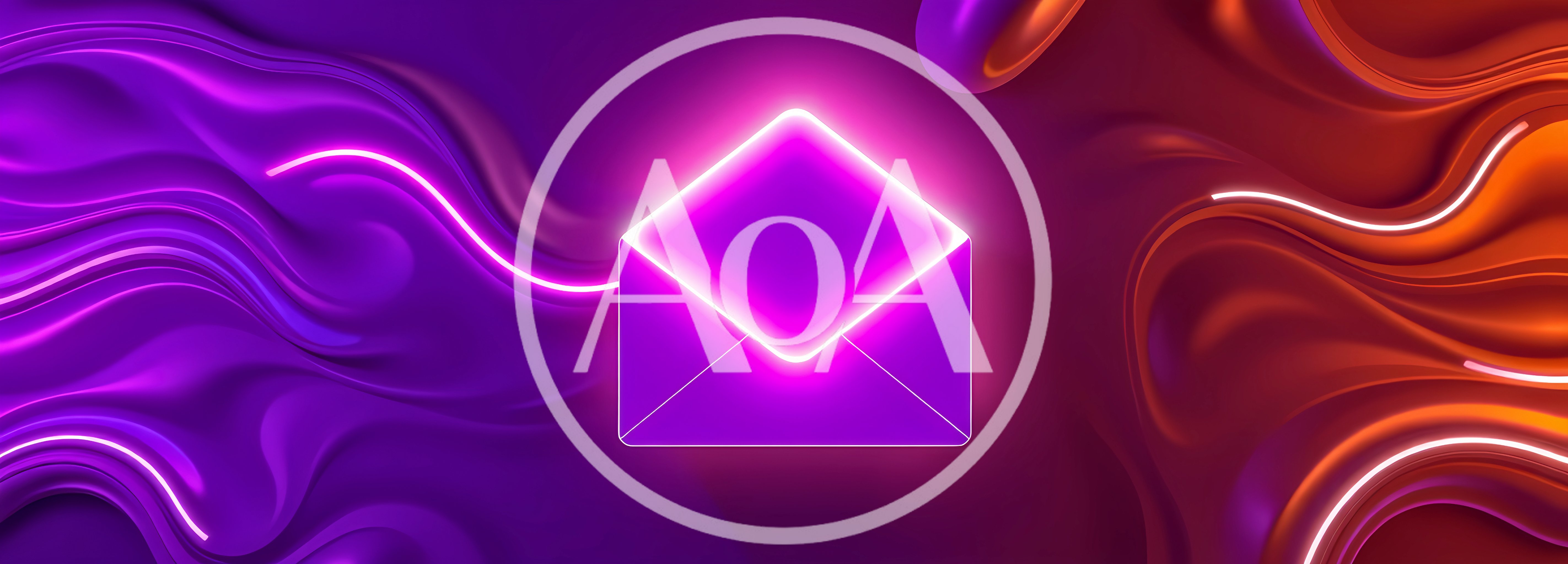 Neon Glowing Envelope Icon on Abstract Liquid Background