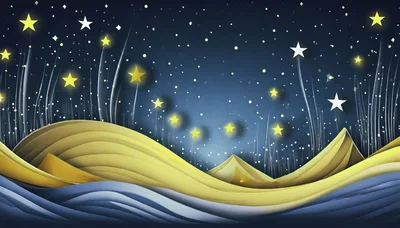 Abstract Paper Cutout Landscape With Glowing Stars