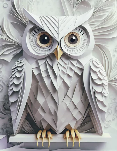 Intricate Paper Craft Owl Sculpture