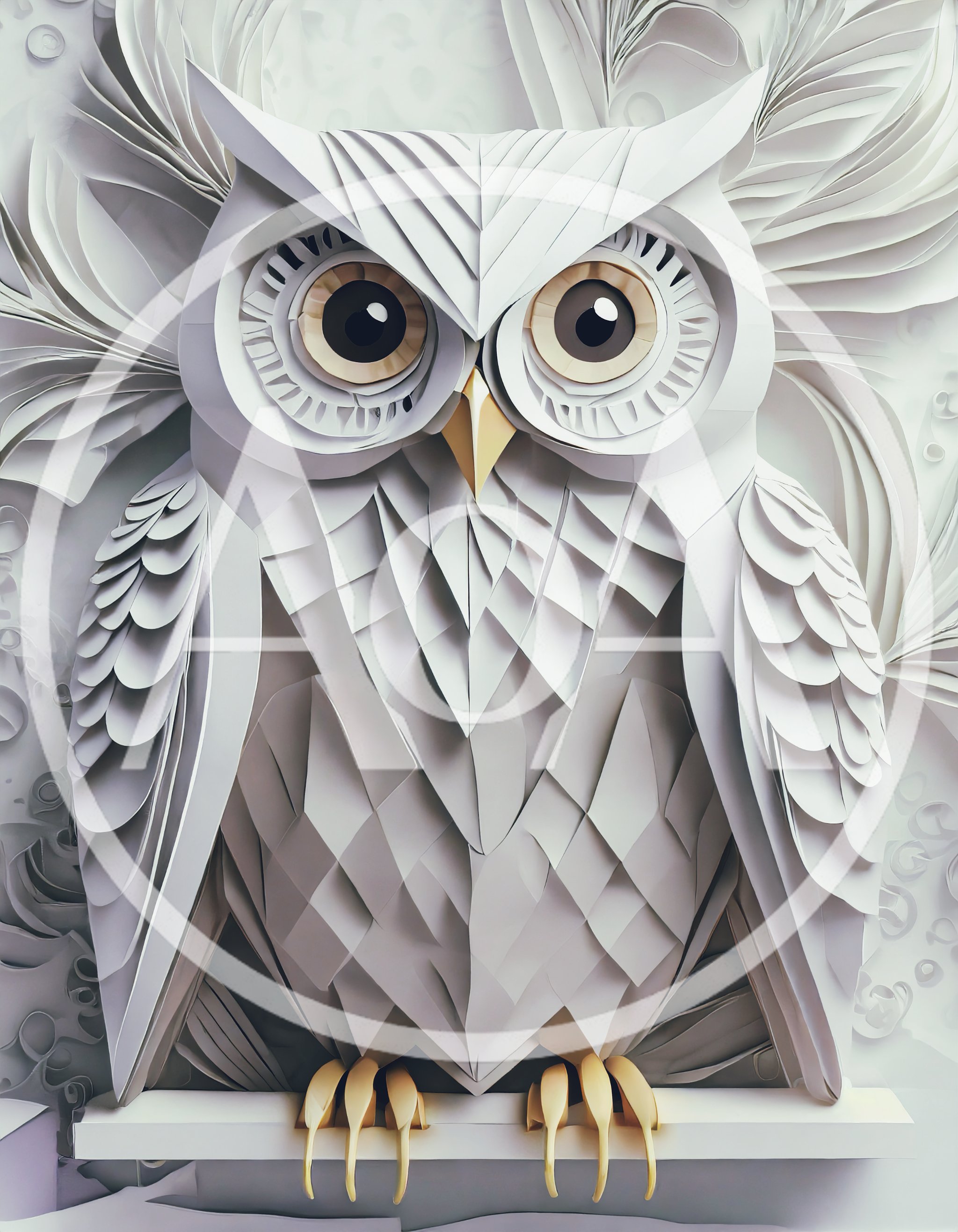 Intricate Paper Craft Owl Sculpture