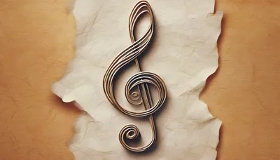 Treble Clef Symbol On Textured Parchment Paper
