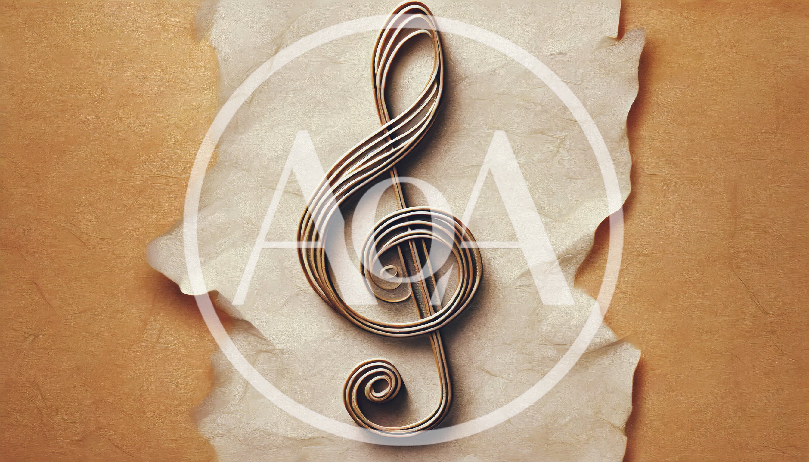 Treble Clef Symbol On Textured Parchment Paper