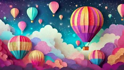 Colorful Hot Air Balloons Floating Above Dreamy Clouds