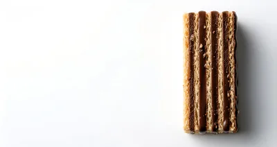 Single Chocolate Wafer Cookie On White Background
