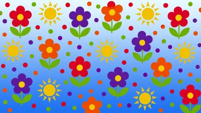 Colorful Floral And Sun Pattern Background