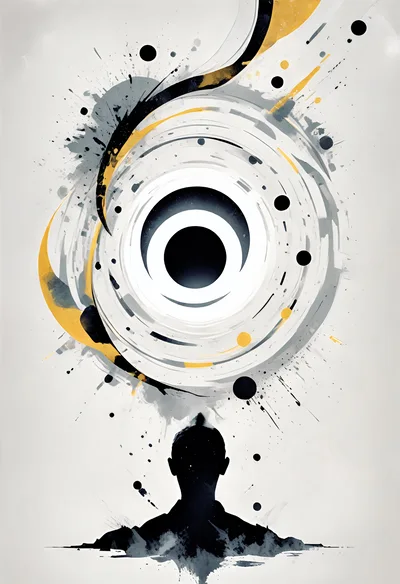Abstract Silhouette Of A Person Contemplating A Cosmic Vortex