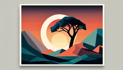 Geometric Low Poly Landscape With Stylized Tree