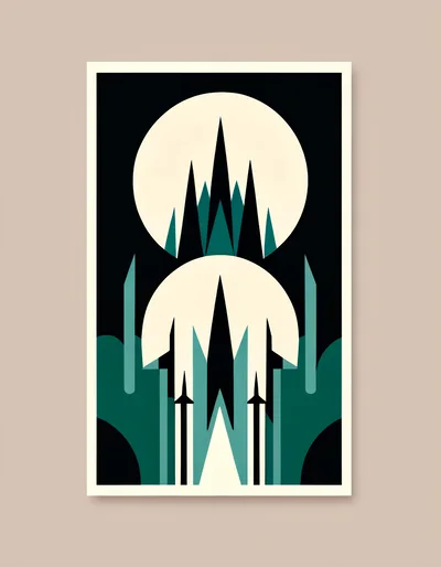 Abstract Geometric Art Print With Stylized Mountain Peaks