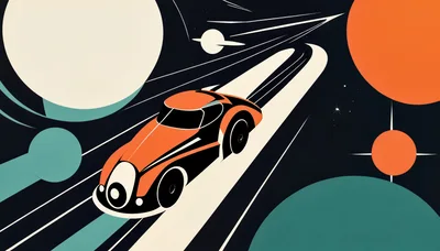 Retro Futuristic Sports Car Driving Through Space