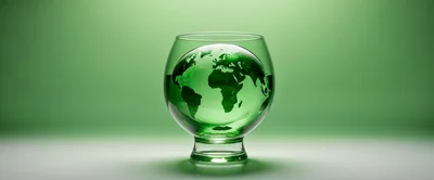 Green Earth Globe Inside A Glass Goblet