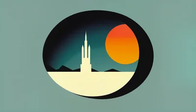 Minimalist Illustration Of A Futuristic Tower At Sunset