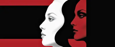 Abstract Dual Profile Portrait In Red And White