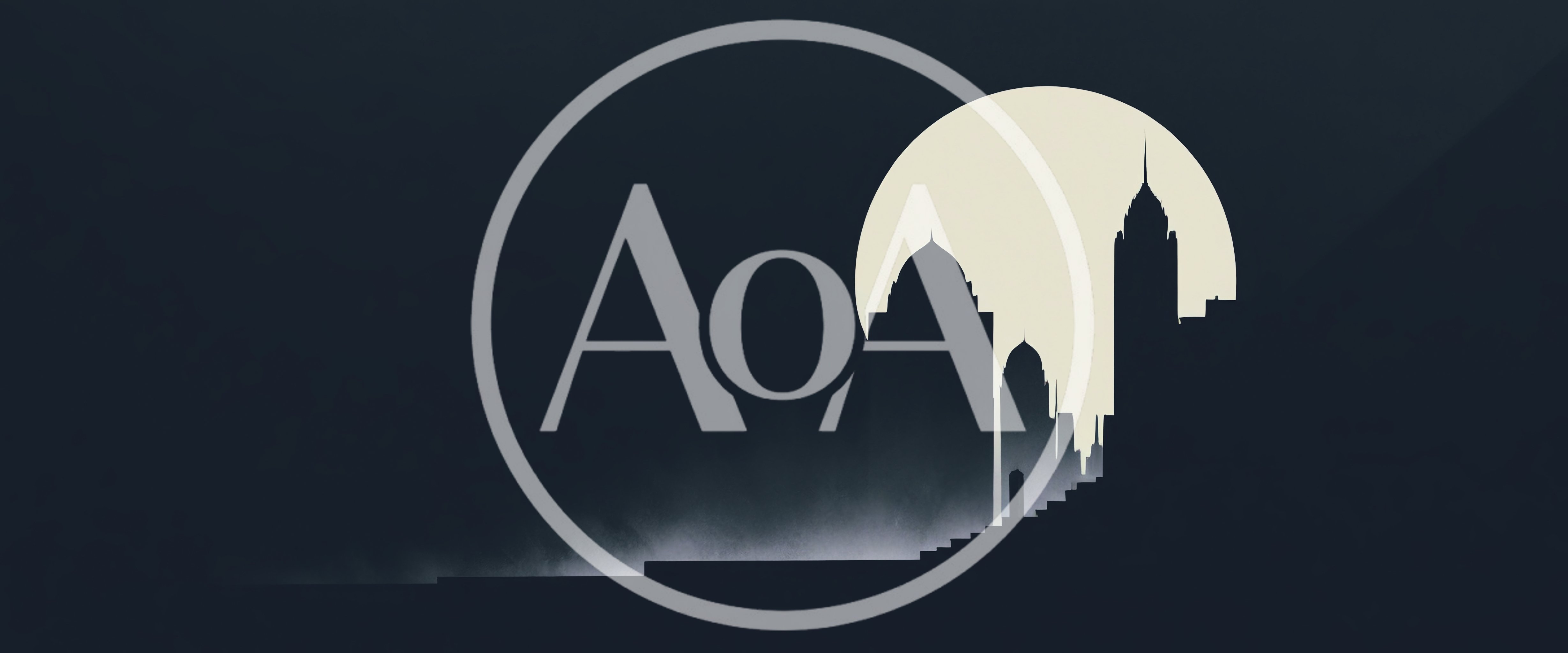 Minimalist Silhouette Of A City Skyline Under Full Moon
