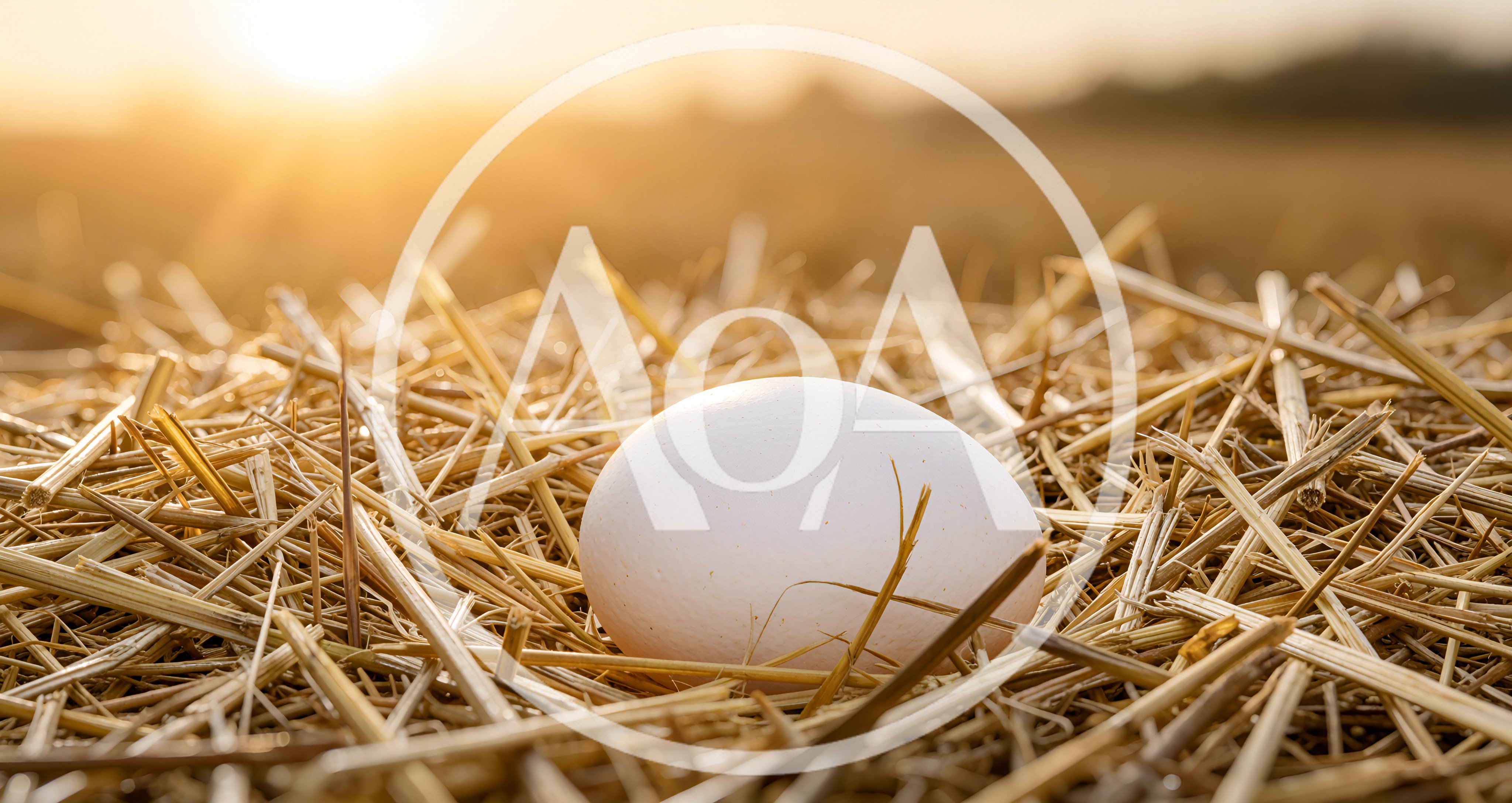 Single White Egg Resting In A Straw Nest
