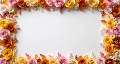 Paper Quilled Floral Frame Border