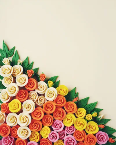 Handmade Clay Rose Flower Arrangement Background