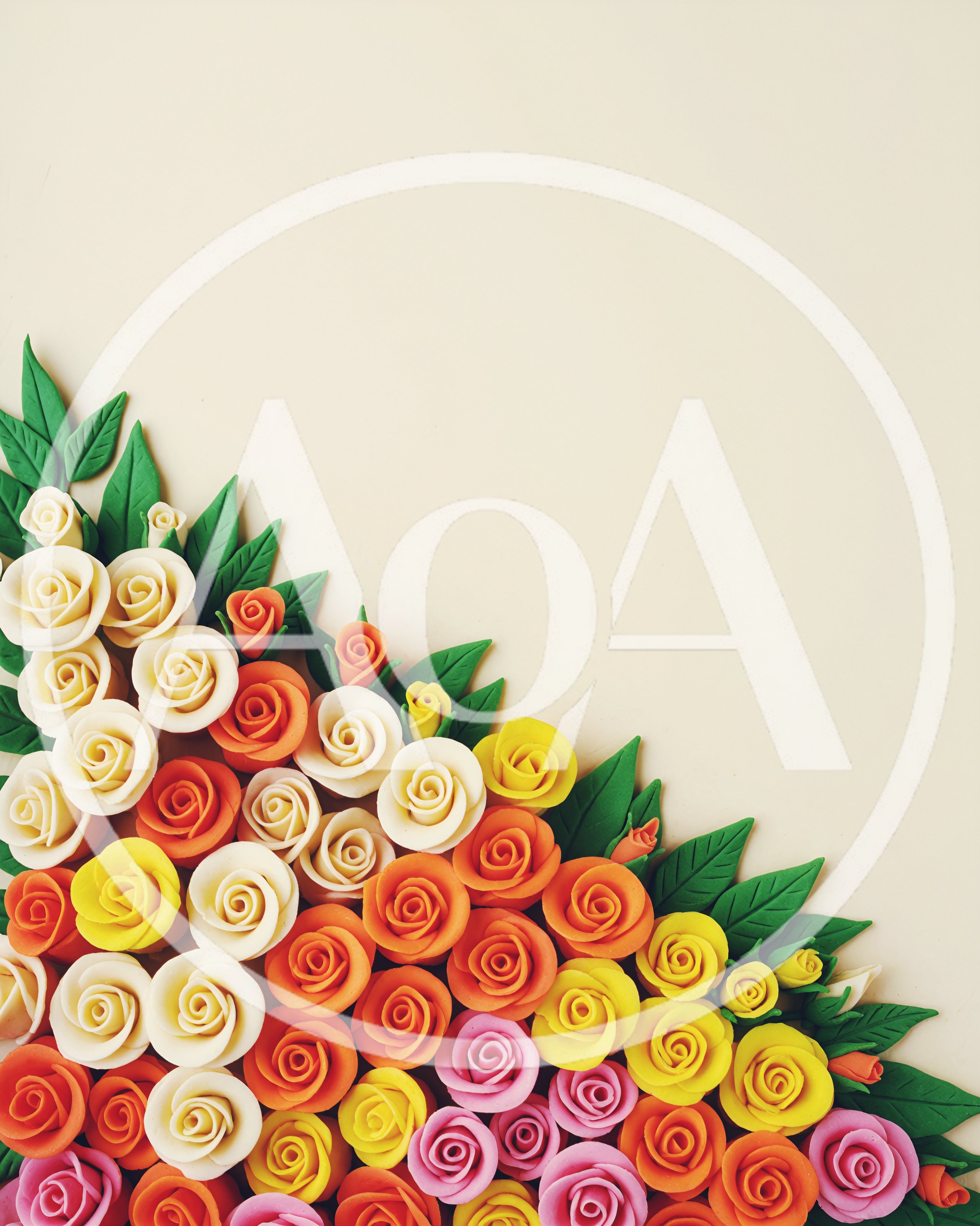 Handmade Clay Rose Flower Arrangement Background