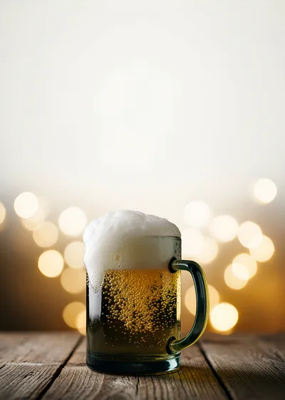 Glass Mug Of Cold Beer With Foam