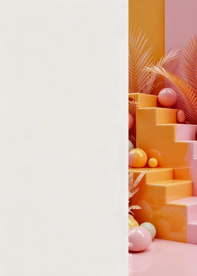 Abstract 3D Podium Display With Geometric Shapes