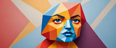 Low Poly Geometric Portrait Of A Human Face