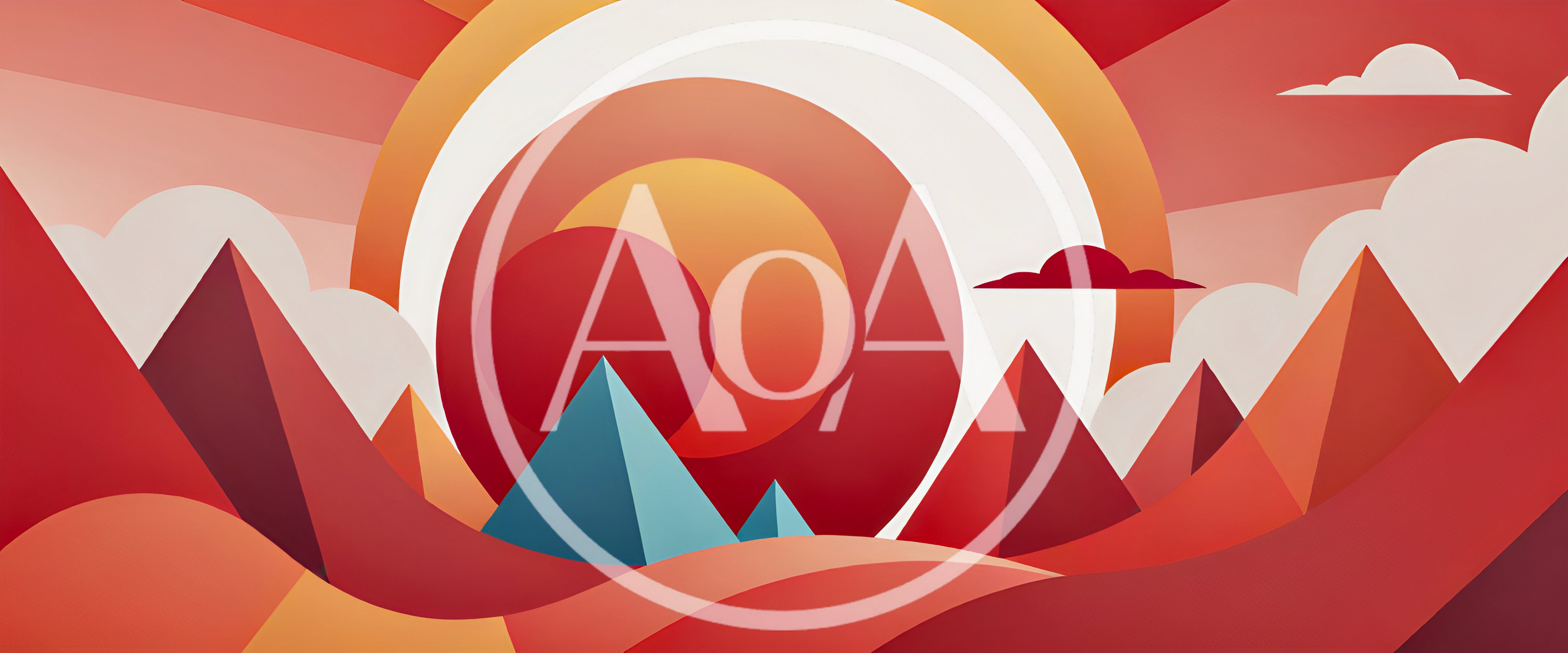 Abstract Geometric Landscape With Sun And Mountains