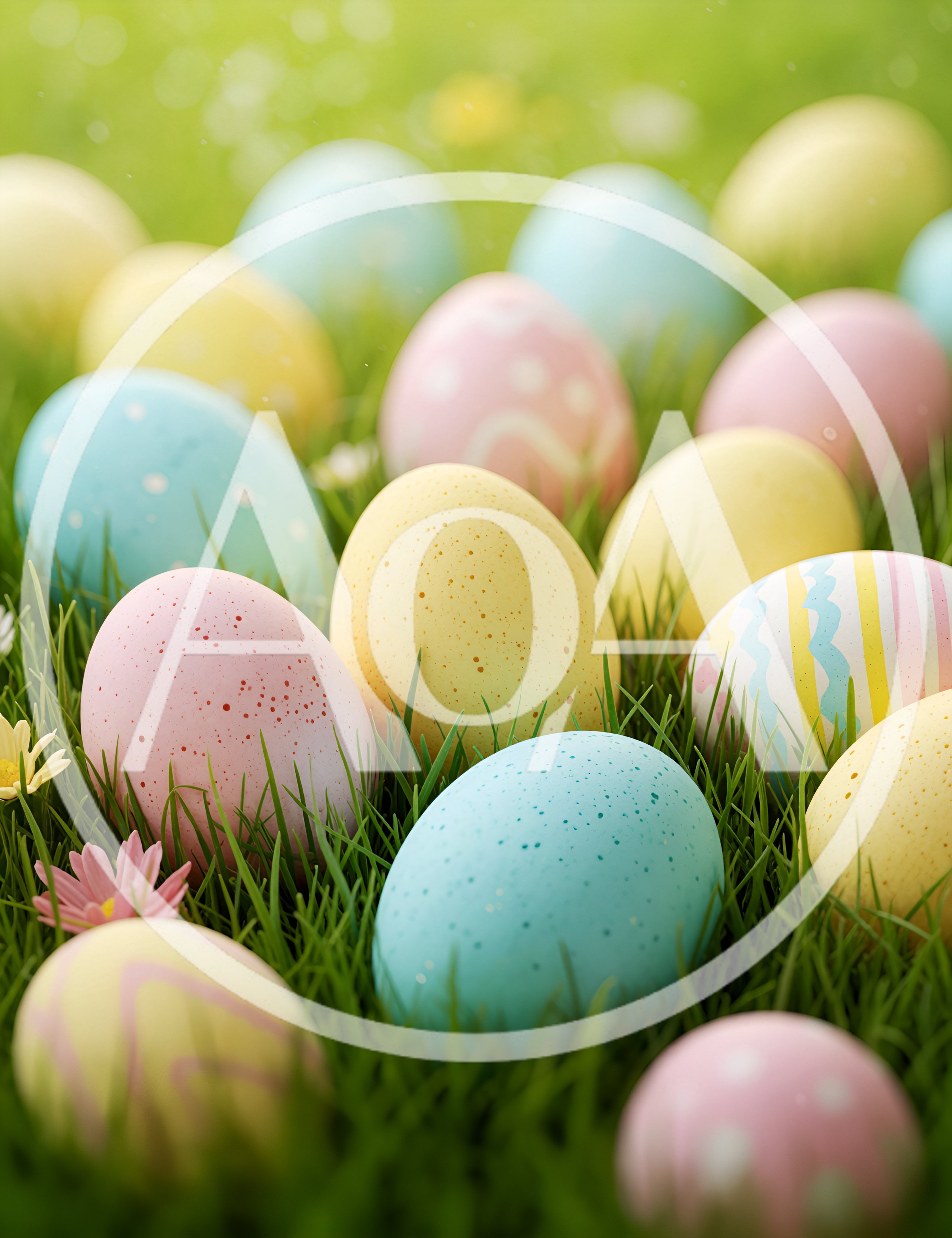 Pastel Easter Eggs Scattered In Green Grass