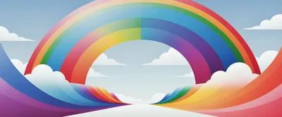 Abstract Rainbow Archway With Flowing Colorful Ribbons