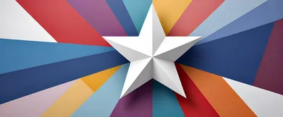 White Three Dimensional Star On Colorful Geometric Background