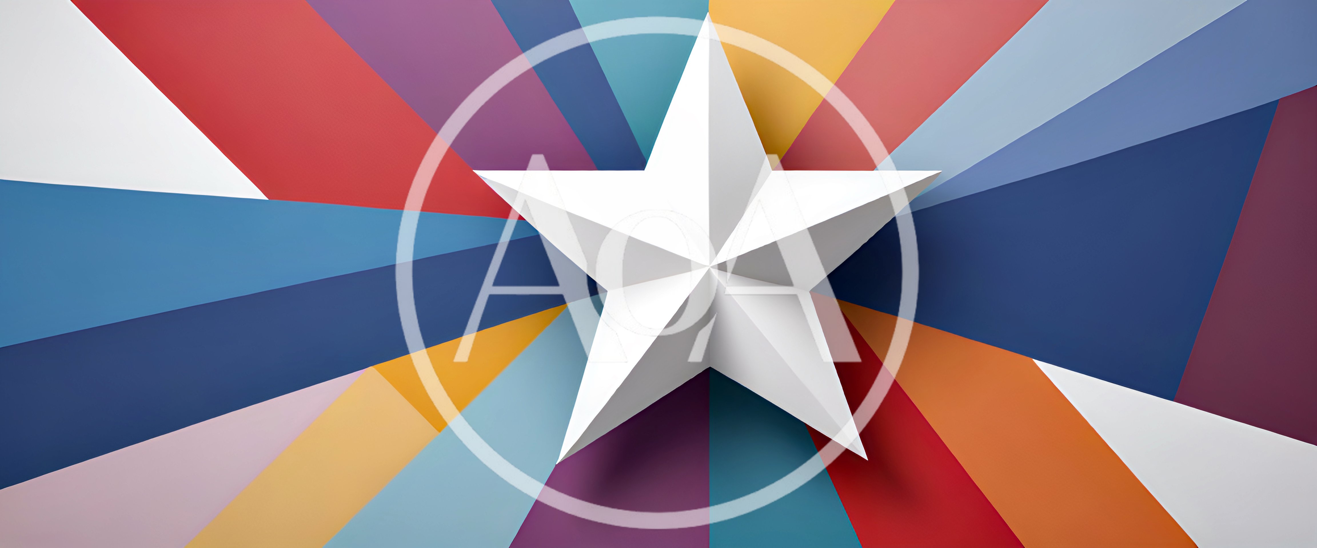 White Three Dimensional Star On Colorful Geometric Background