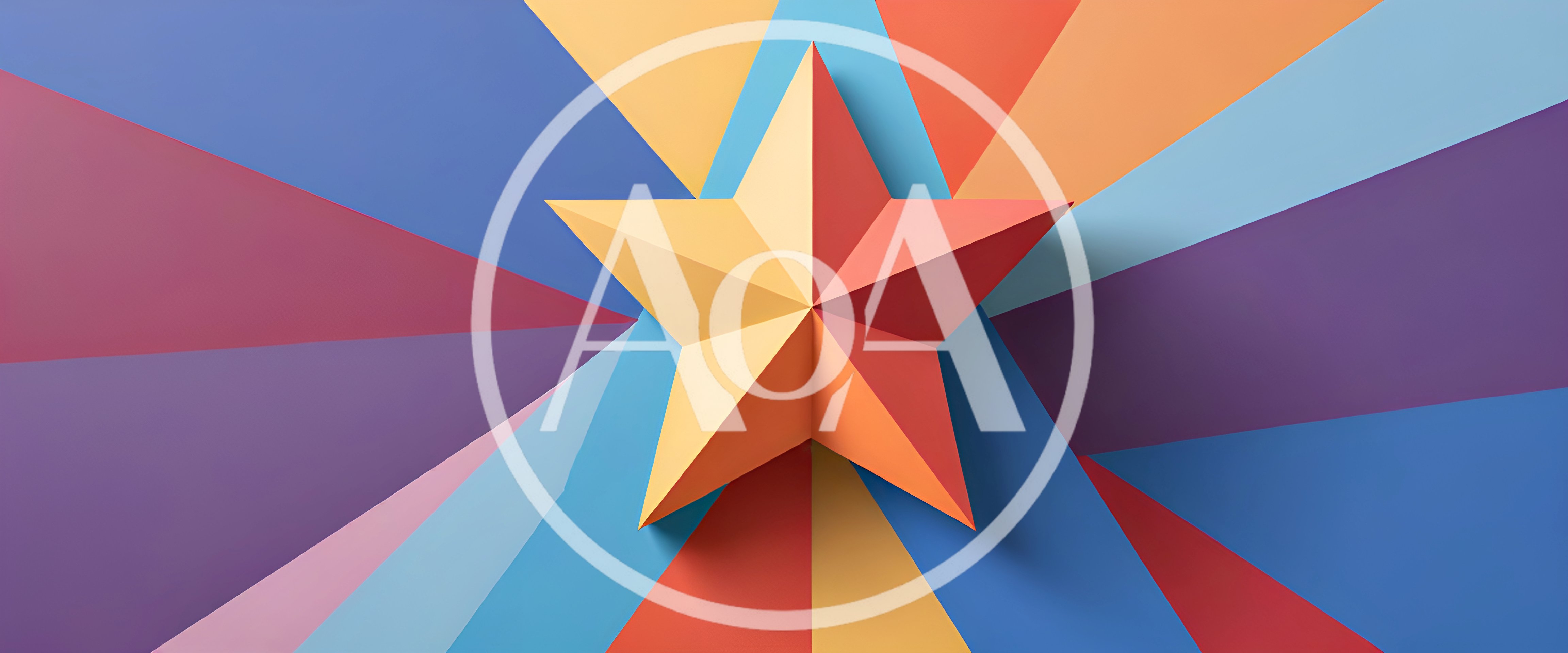 3D Rendered Five Pointed Star On Colorful Geometric Background