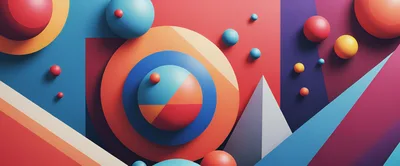 Abstract Geometric Composition With Spheres And Shapes