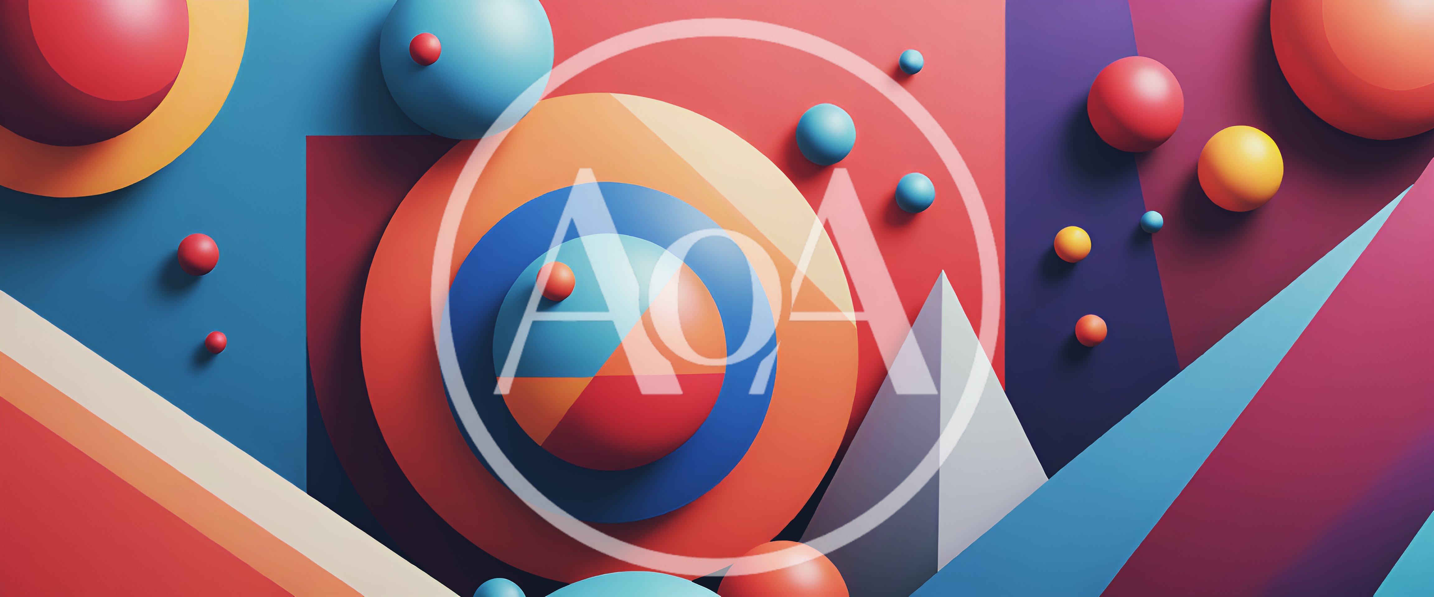Abstract Geometric Composition With Spheres And Shapes