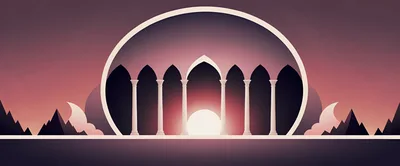 Minimalist Architectural Archway With Pillars At Sunset