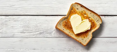 Heart Shaped Butter On Toasted Bread Slice
